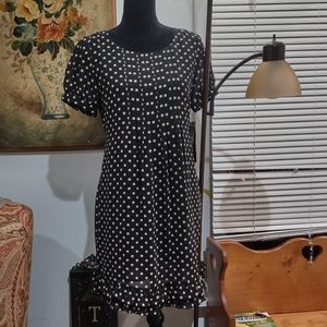 Black & Cream Polkadot Dress with adjustable back waist tie